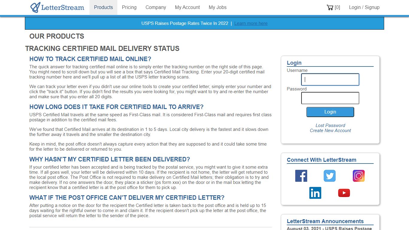 Track Certified Mail Online | Delivery Status - LetterStream